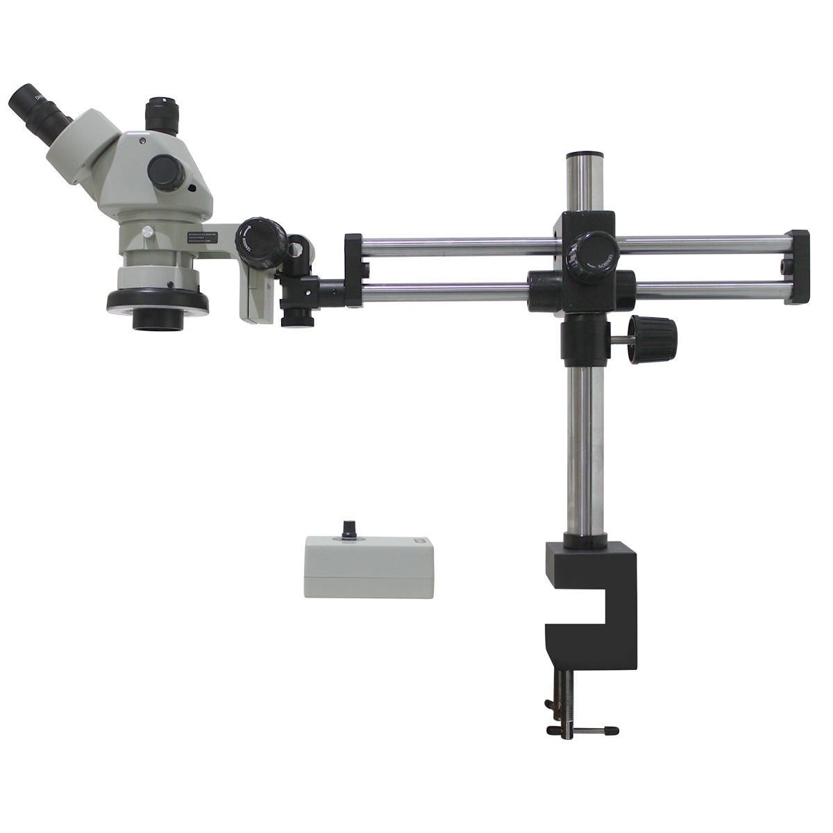 SPZHT 135 Stereo Zoom Microscope  21x   135x  on Dual Arm Boom Stand with Integrated Ring Light SPZHT135 209 536