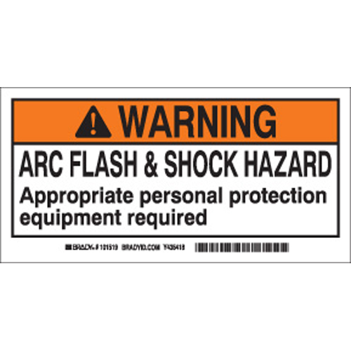 2  x 4  Arc Flash Labels  Warning 101517