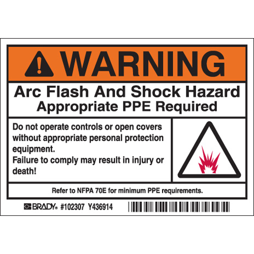 Arc Flash Labels  Warning  Pictogram 102307