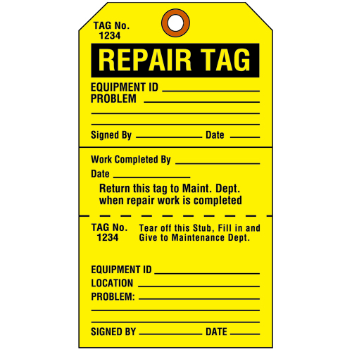 Repair Tear Off Tag 103666