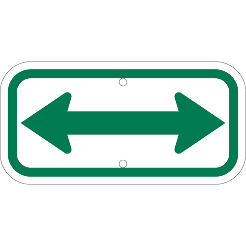 Green On White Double Arrow Sign  6  H x 12  W x 0 090  D  Green on White 113316