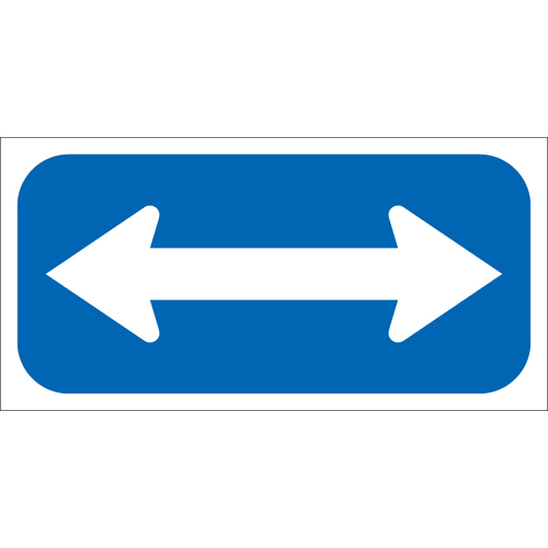 White On Blue Double Arrow Sign  6  H x 12  W x 0 090  D  White on Blue 113317