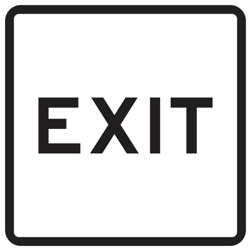 EXIT Sign  18   H x 18   W x 0 090   D  Black on White 115474