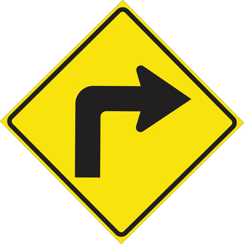 Right Turn Arrow Sign  24  H x 24  W x 0 090  D  Aluminum 115557