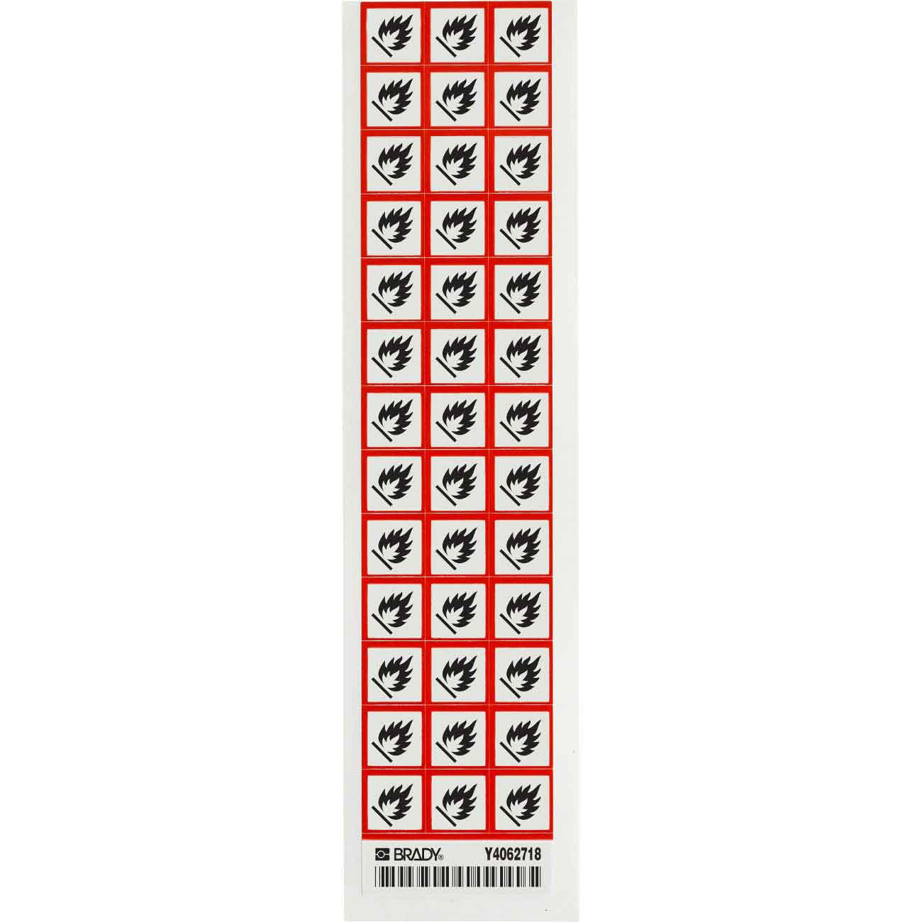 GHS Flammable Picto Labels  Vinyl  Black Red on White  0 625  H x 0 625  W  0 625  H x 0 625  W x 0 004  D 118821