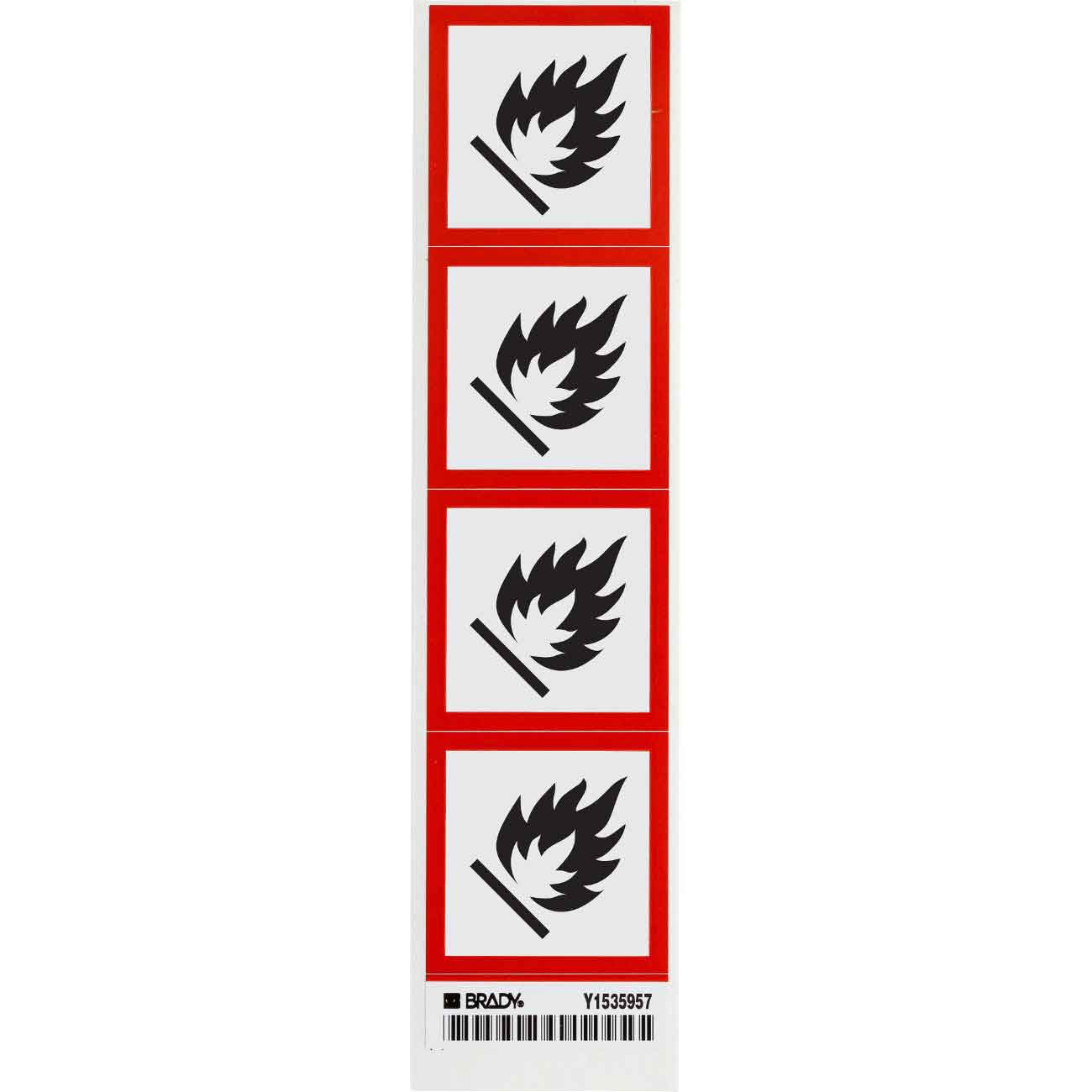 GHS Flammable Picto Labels  Paper  Black Red on White  2  H x 2  W 118877