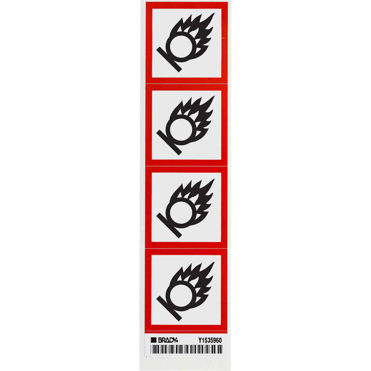 GHS Oxidizing Picto Labels  Paper  Black Red on White  2  H x 2  W 118883