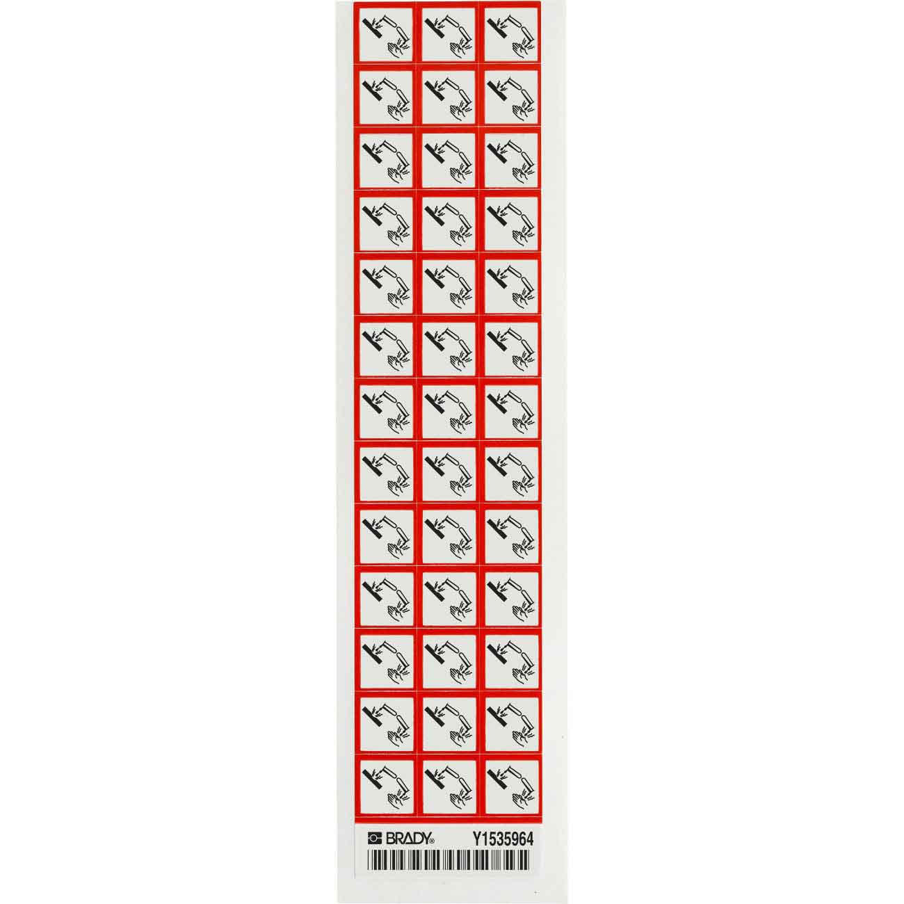 GHS Corrosive Picto Labels  Paper  Black Red on White  0 625  H x 0 625  W 118893