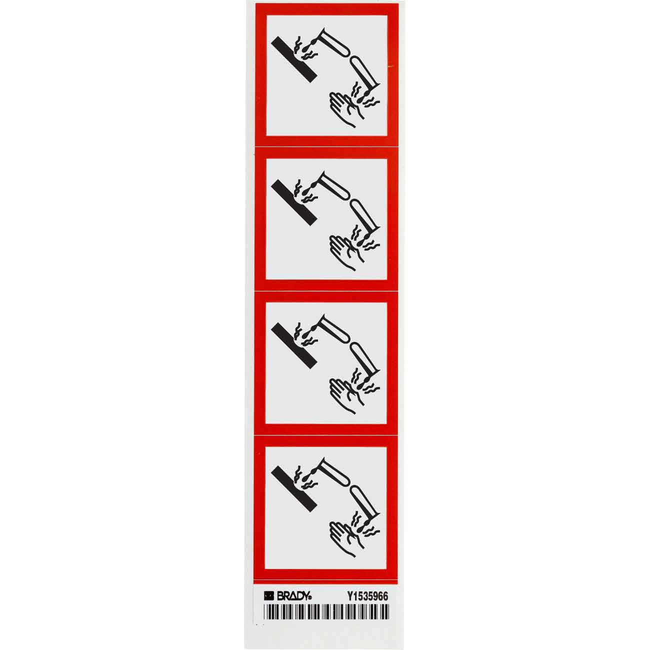 GHS Corrosive Picto Labels  Paper  Black Red on White  2  H x 2  W 118895