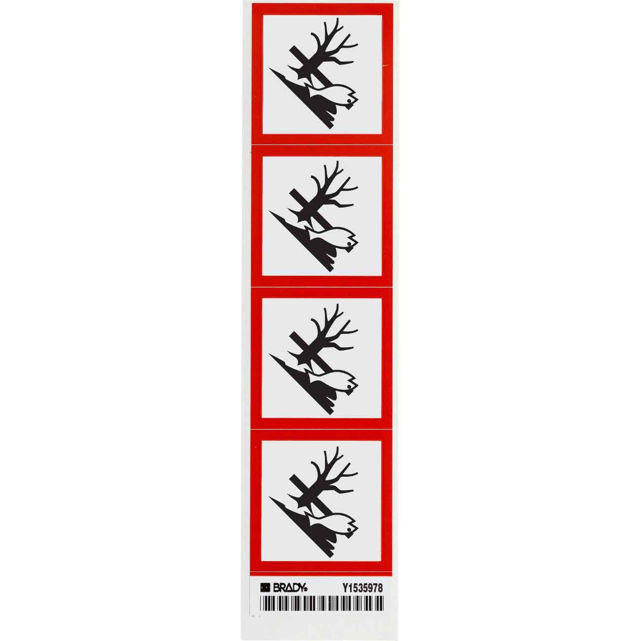 GHS Environmental Picto Labels  Paper  Black Red on White  2  H x 2  W 118919