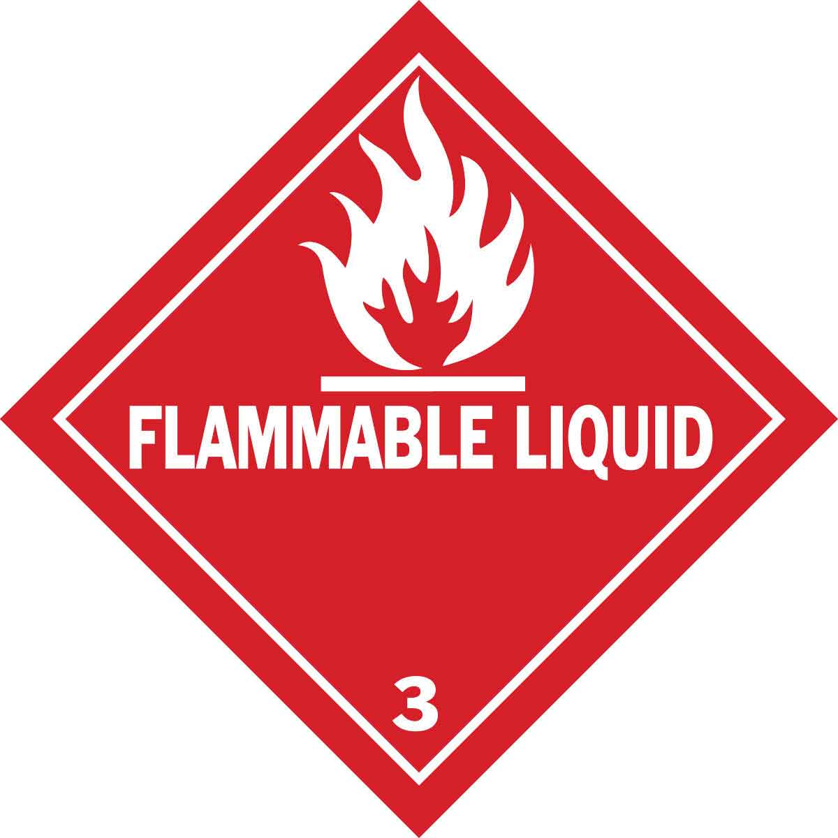 FLAMMABLE LIQUID 3 Hazardous Material Shipping Labels  4  H x 4  W x 0 004  D  Red on White 121067