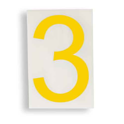 ToughStripe  Floor Marking Polyester 8 in Label Number 3 Yellow 20 PK 121870