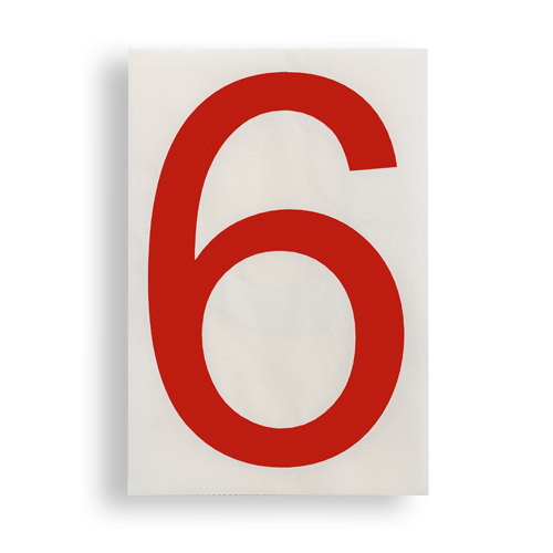 ToughStripe  Floor Marking Polyester 8 in Label Number 6 Red 20 PK 121885
