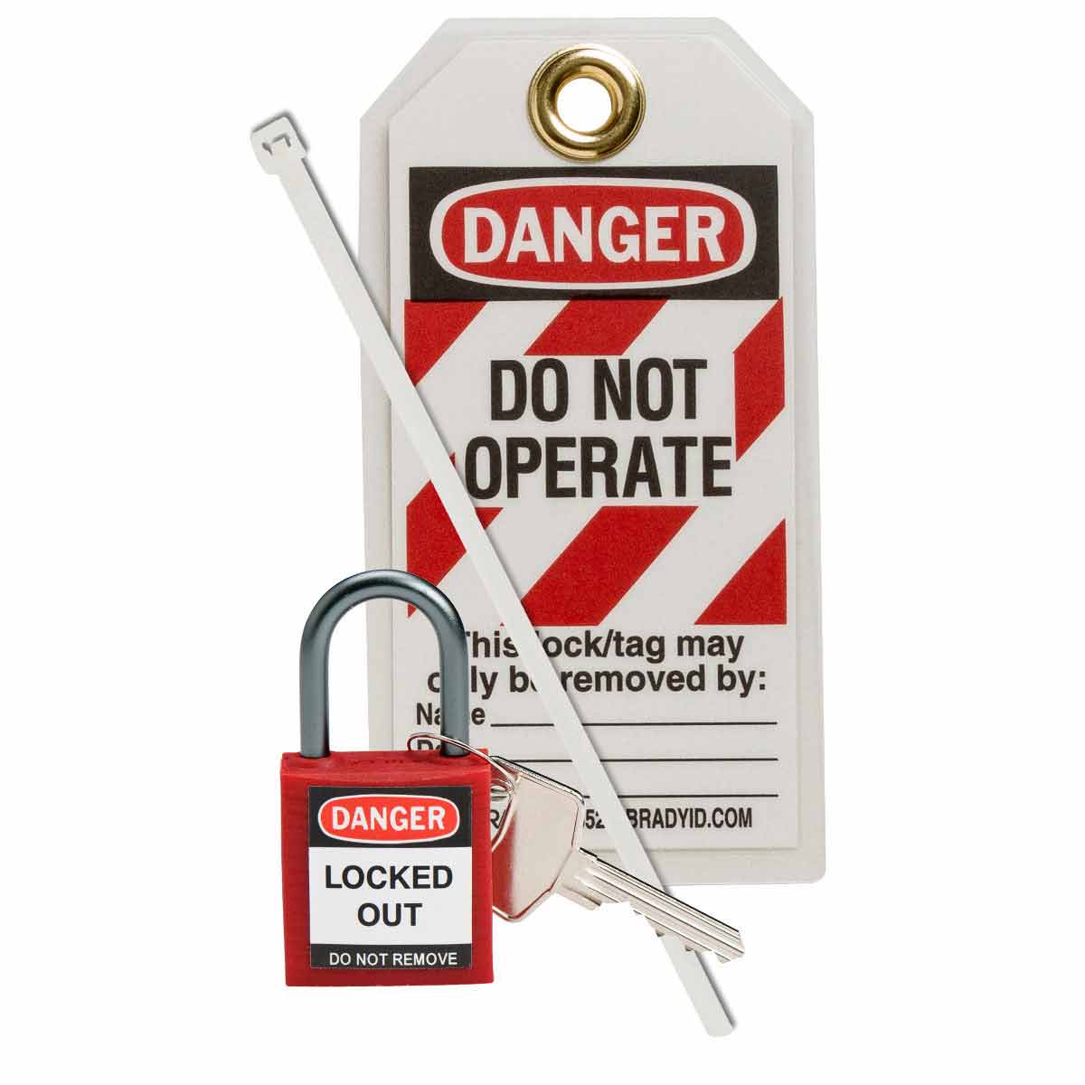 Compact Nylon Padlock Kit with DO NOT OPERATE Tag and Cable Tie  Red 123143
