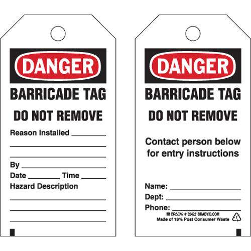 Barricade Tags   Pk25   Black on Red 132422