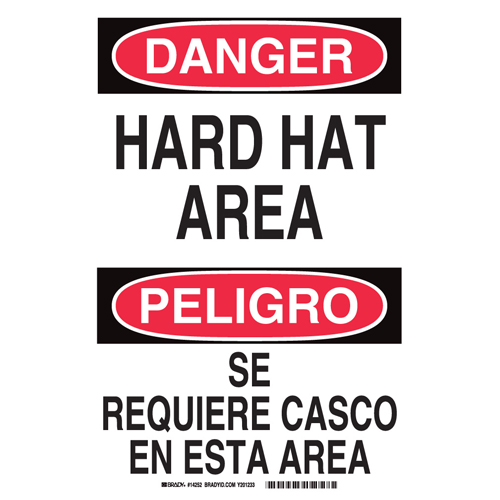 B302 SAFETY SIGN 14X10 BLK RED WHT 14252