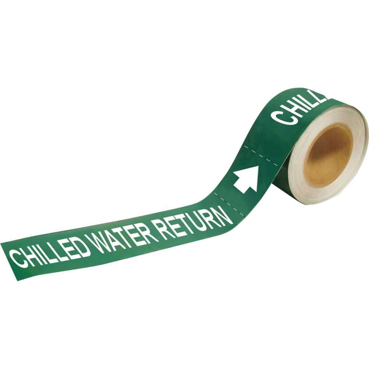 Chilled Water Return Pipe Marker  2  H x 12  W  Roll of 25 Each  Fits Pipes 2 5  Dia  Thru 6  Dia  73868