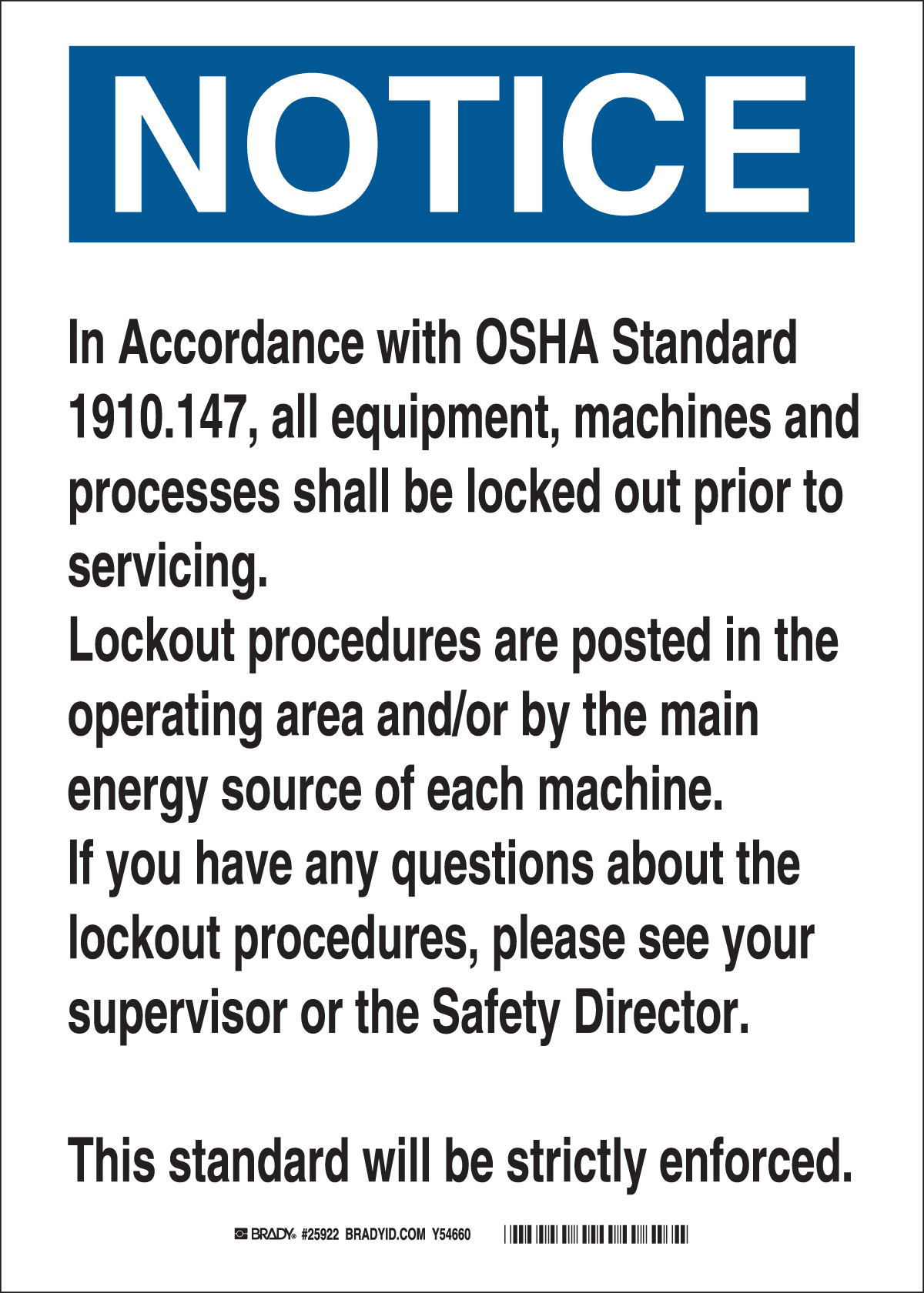 Lockout Sign 43519