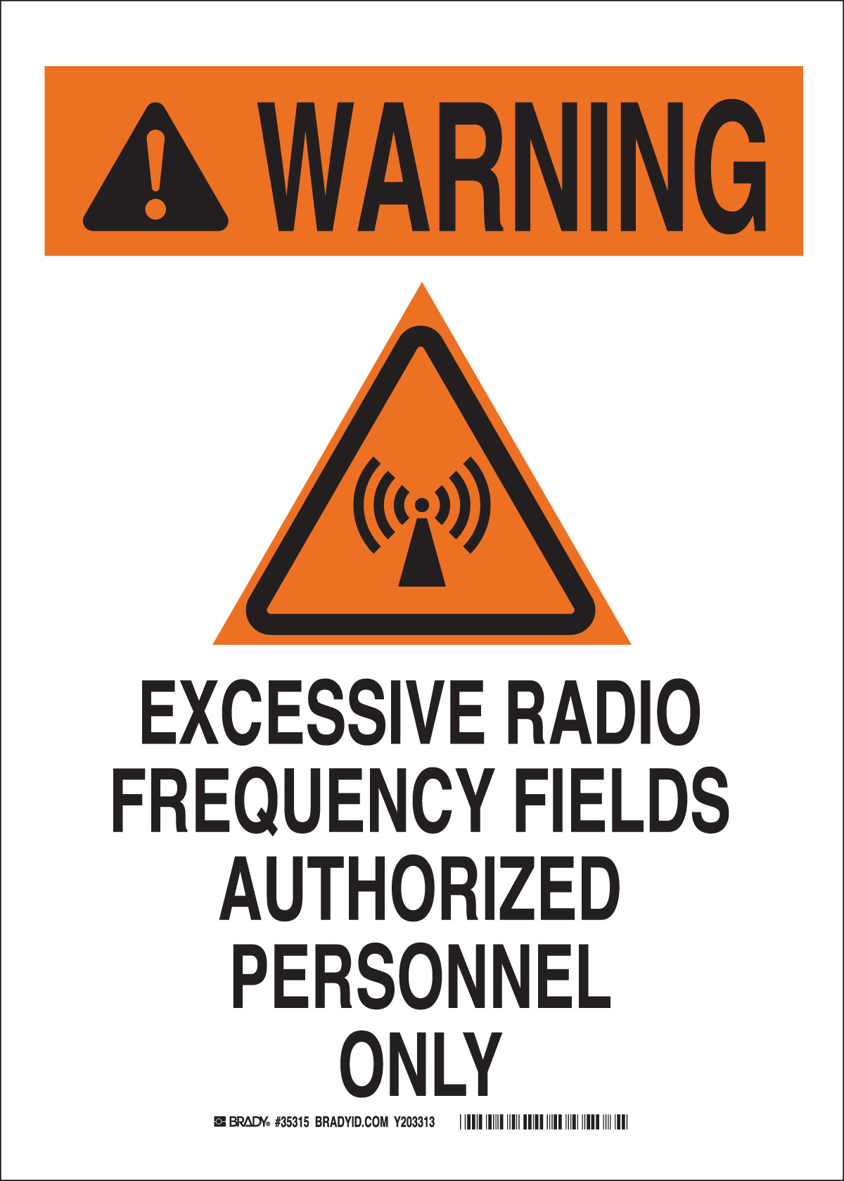 B946 SAFETY SIGNS BLK ORG WHT 35315