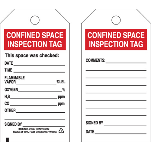 Confined Space Tags 49227