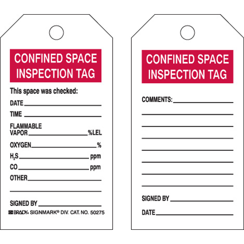 Confined Space Tags 50275
