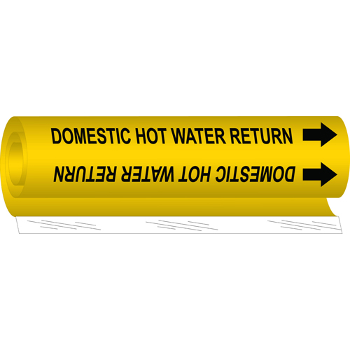 Domestic Hot Water Return Pipe Marker  9  H x 8  W  Fits Pipes 1 5  Dia  Thru 2 375  Dia  5676 I