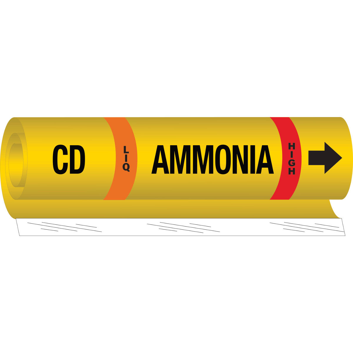 CD LIQ AMMONIA HIGH Pipe Marker  9  H x 8  W  Fits Pipes 1 5  Dia  Thru 2 375  Dia  57961