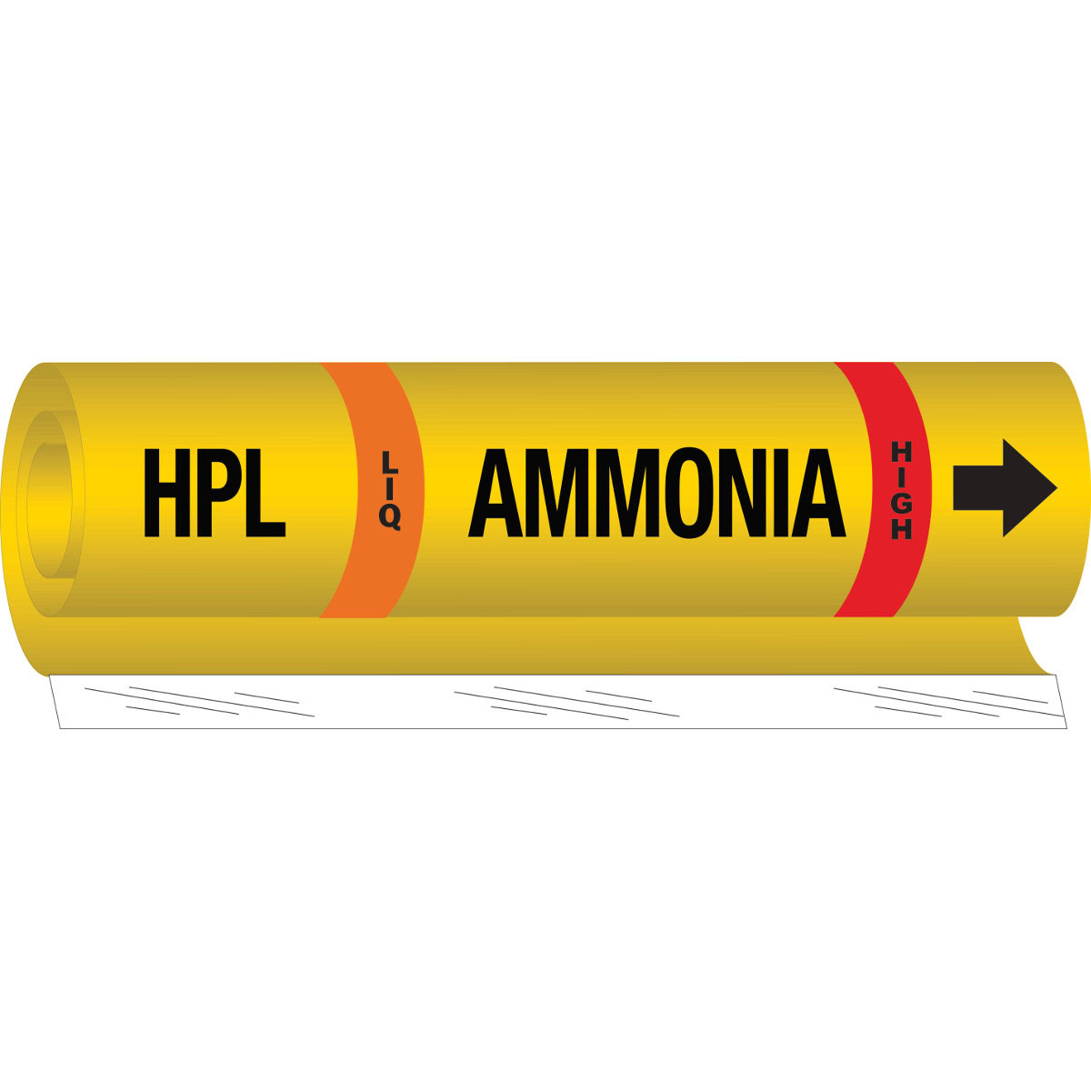 HPL LIQ AMMONIA HIGH Pipe Marker  9  H x 8  W  Fits Pipes 1 5  Dia  Thru 2 375  Dia  57966
