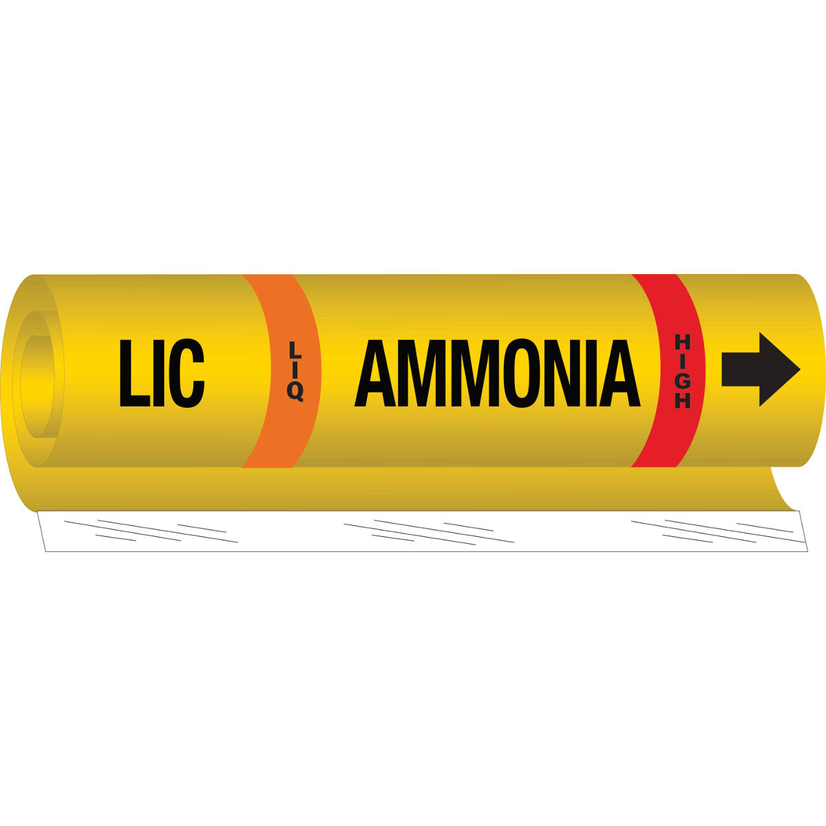 LIC LIQ AMMONIA HIGH Pipe Marker  9  H x 8  W  Fits Pipes 1 5  Dia  Thru 2 375  Dia  57972