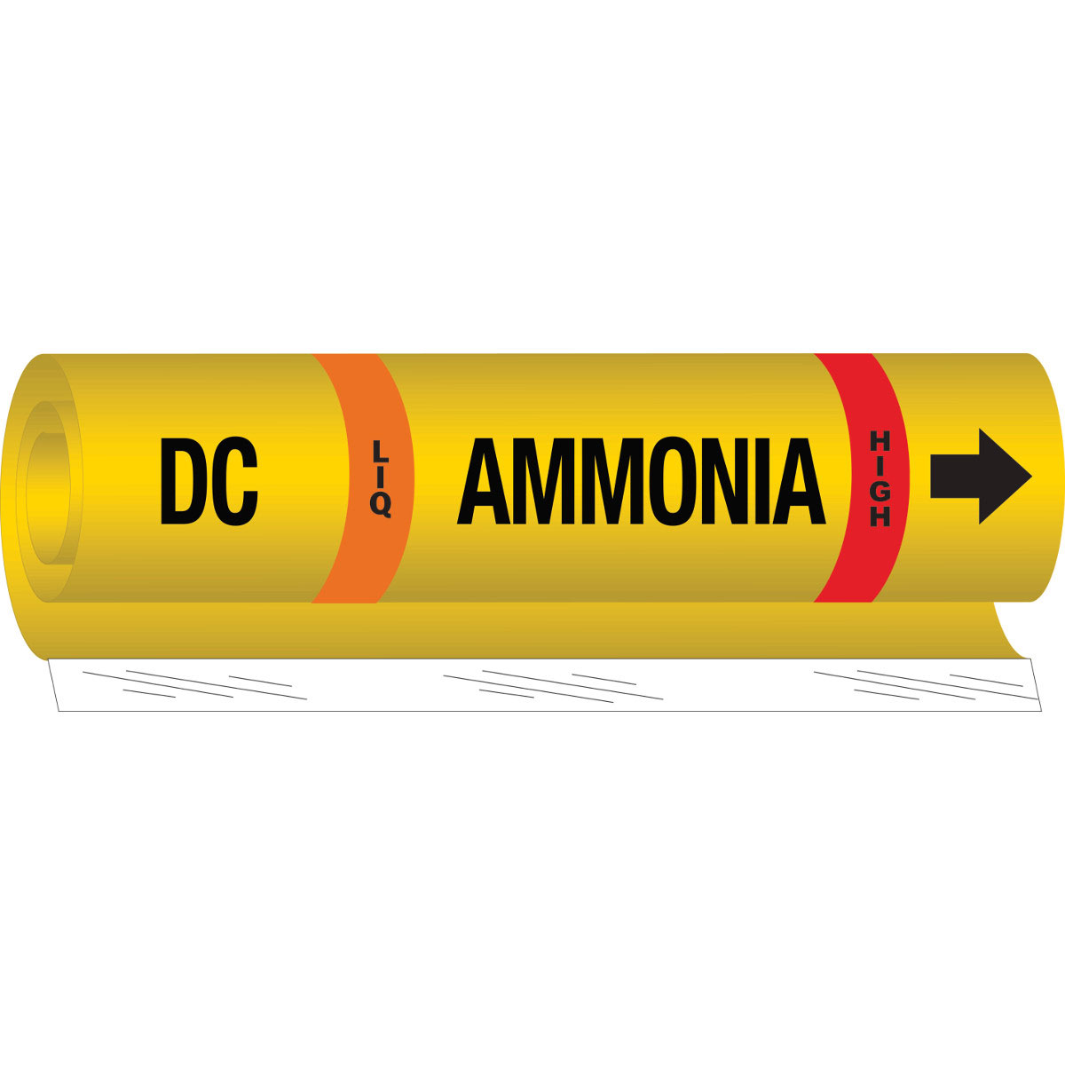 DC LIQ AMMONIA HIGH Pipe Marker  26  H x 12  W  Fits Pipes 2 5  Dia  Thru 7 875  Dia  57982
