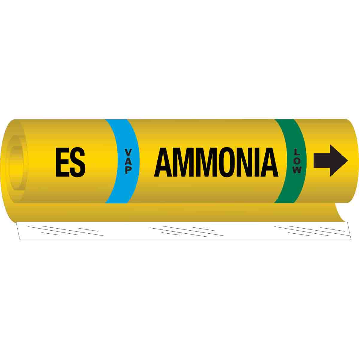 ES VAP AMMONIA LOW Pipe Marker  26  H x 12  W  Fits Pipes 2 5  Dia  Thru 7 875  Dia  57983