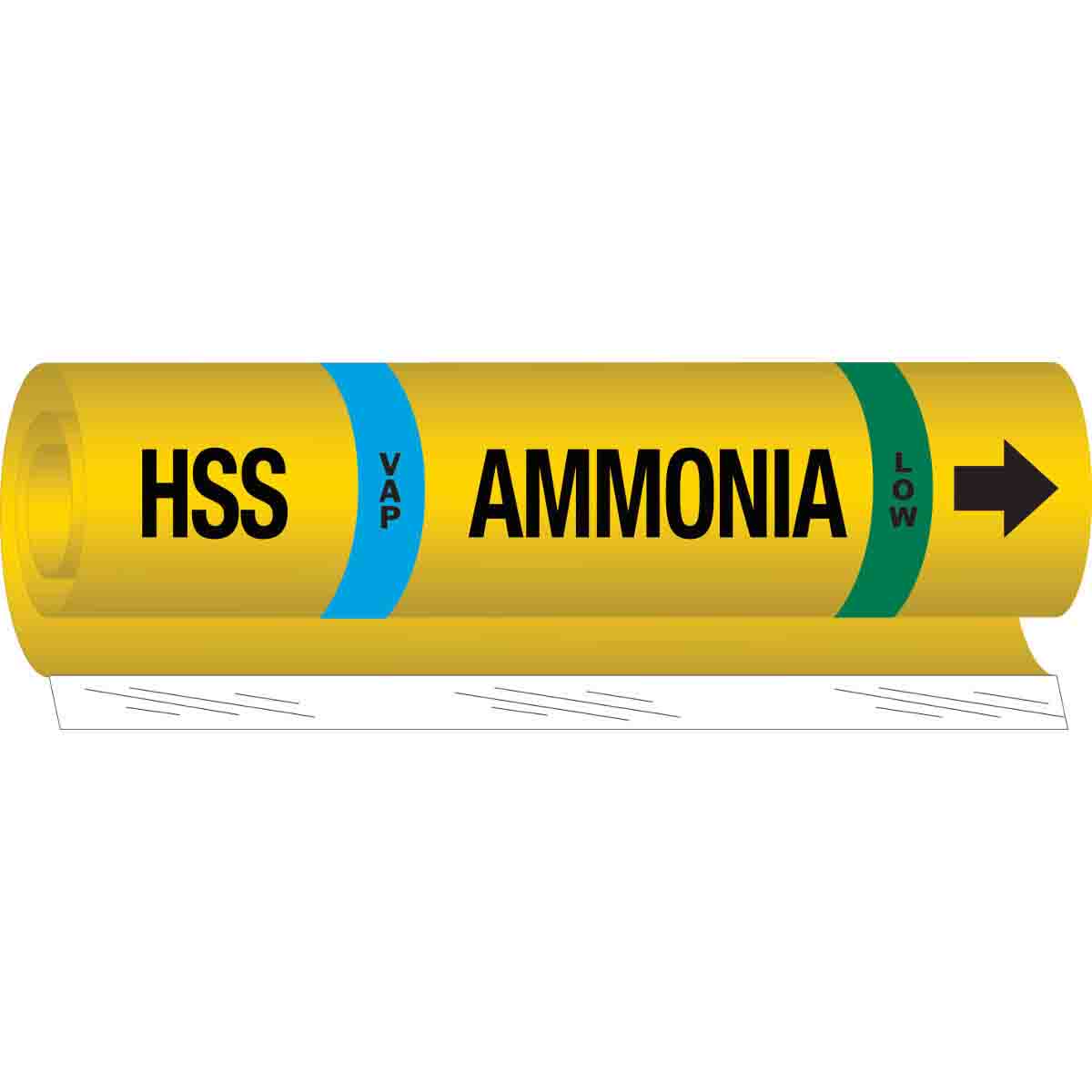 HSS VAP AMMONIA LOW Pipe Marker  26  H x 12  W  Fits Pipes 2 5  Dia  Thru 7 875  Dia  57988