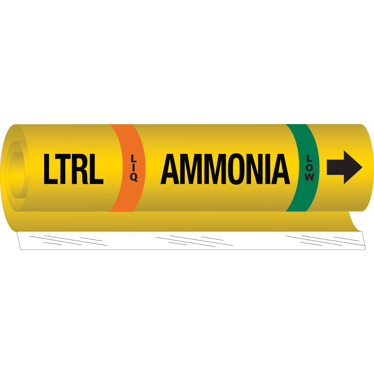 LTRL LIQ AMMONIA LOW Pipe Marker  26  H x 12  W  Fits Pipes 2 5  Dia  Thru 7 875  Dia  57994