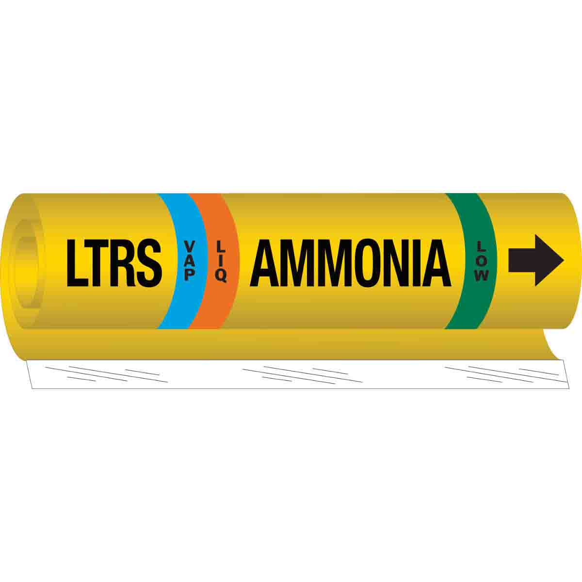 LTRS VAP AMMONIA LOW Pipe Marker  26  H x 12  W  Fits Pipes 2 5  Dia  Thru 7 875  Dia  57995