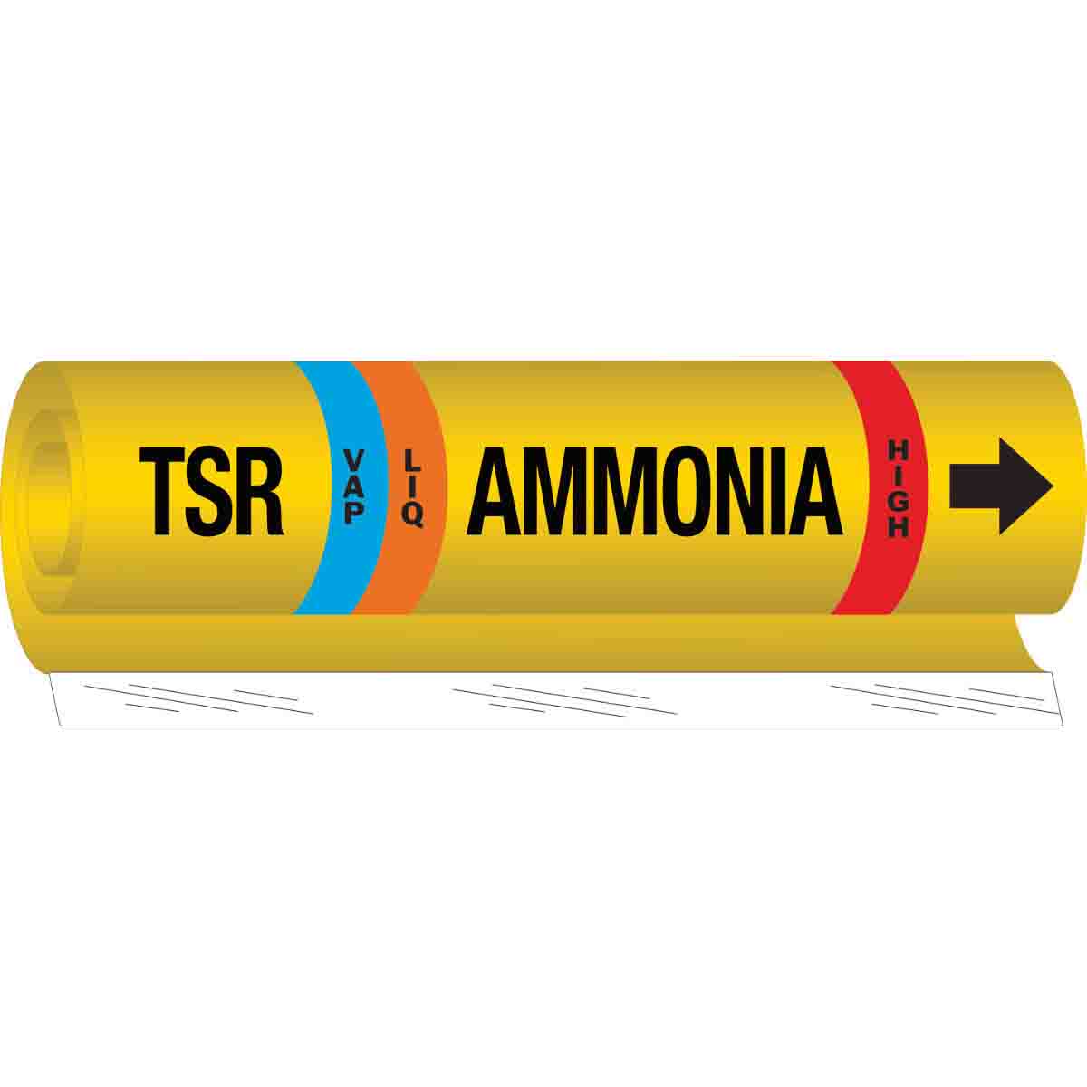 TSR LIQ AMMONIA HIGH Pipe Marker  26  H x 12  W  Fits Pipes 2 5  Dia  Thru 7 875  Dia  57998