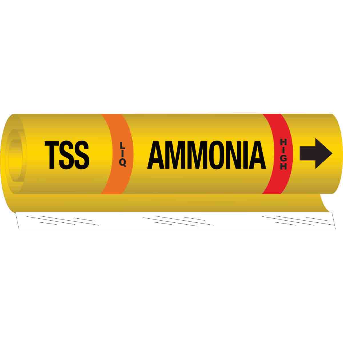 TSS LIQ AMMONIA HIGH Pipe Marker  26  H x 12  W  Fits Pipes 2 5  Dia  Thru 7 875  Dia  57999