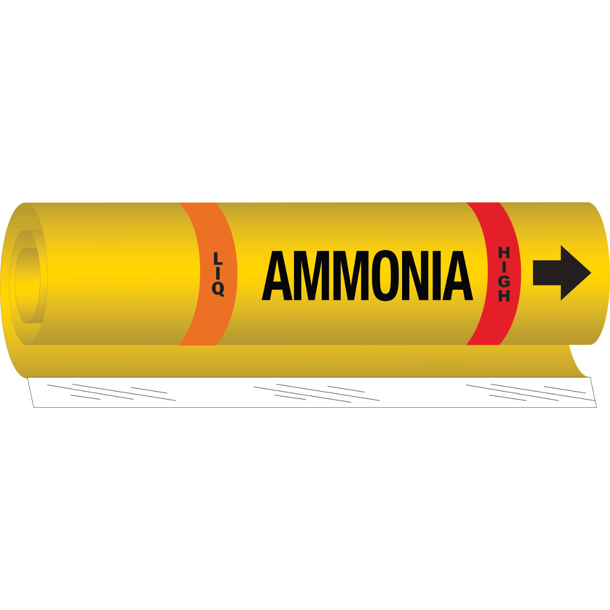 BLANK LIQ AMMONIA HIGH Pipe Marker  9  H x 8  W  Fits Pipes 1 5  Dia  Thru 2 375  Dia  58000