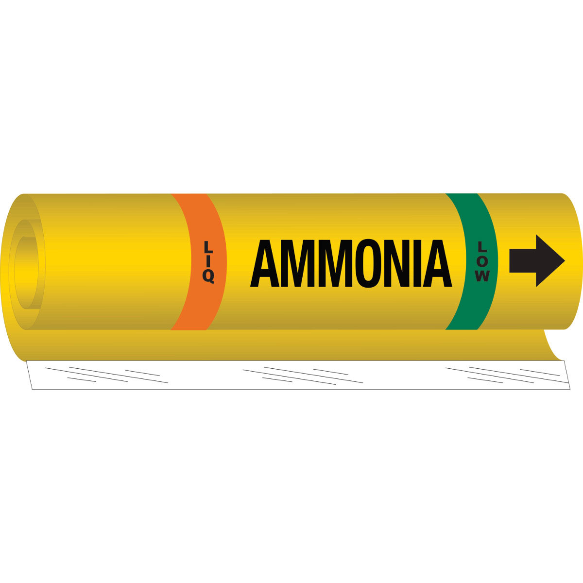 BLANK LIQ AMMONIA LOW Pipe Marker  26  H x 12  W  Fits Pipes 2 5  Dia  Thru 7 875  Dia  58009