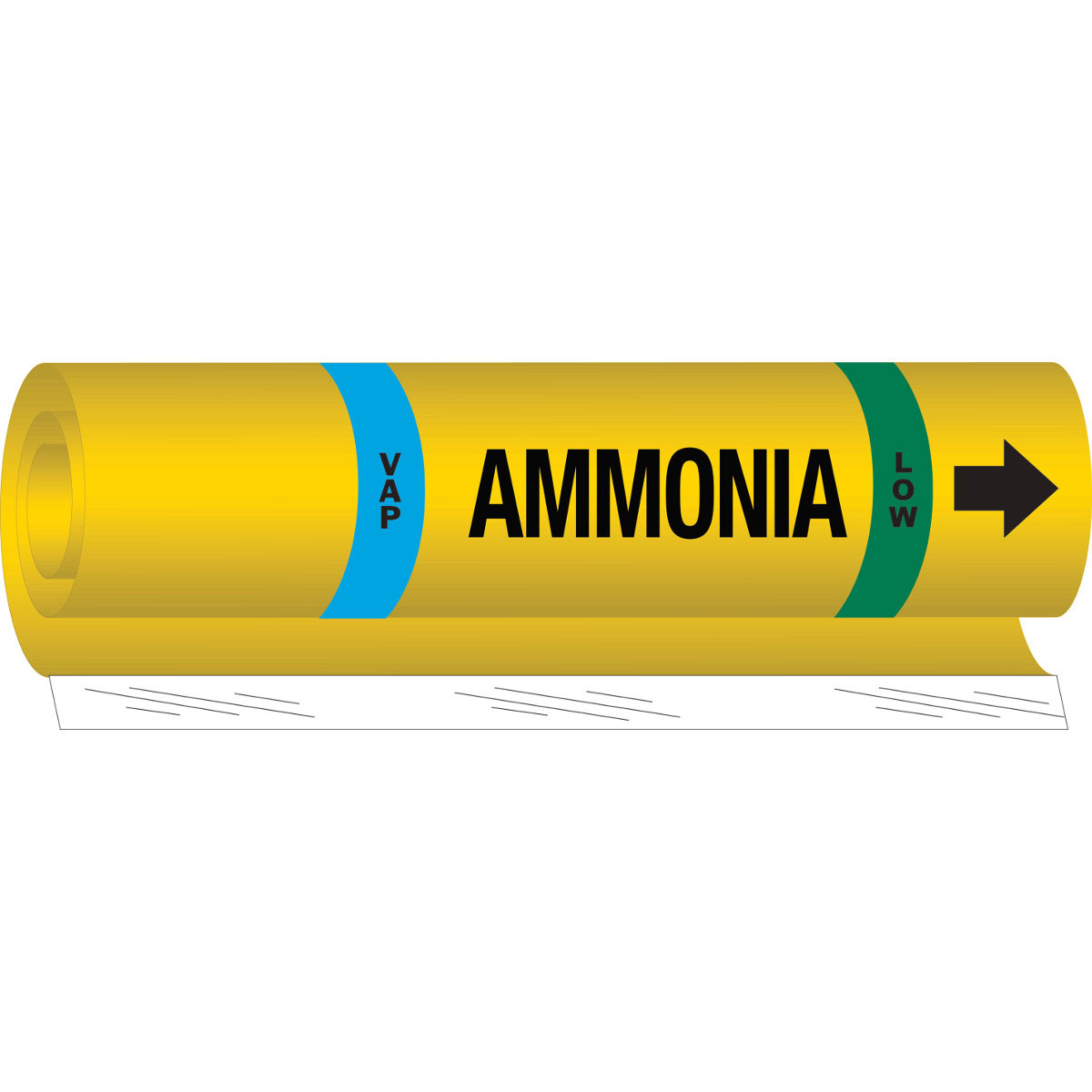 BLANK VAP AMMONIA LOW Pipe Marker  26  H x 12  W  Fits Pipes 2 5  Dia  Thru 7 875  Dia  58010