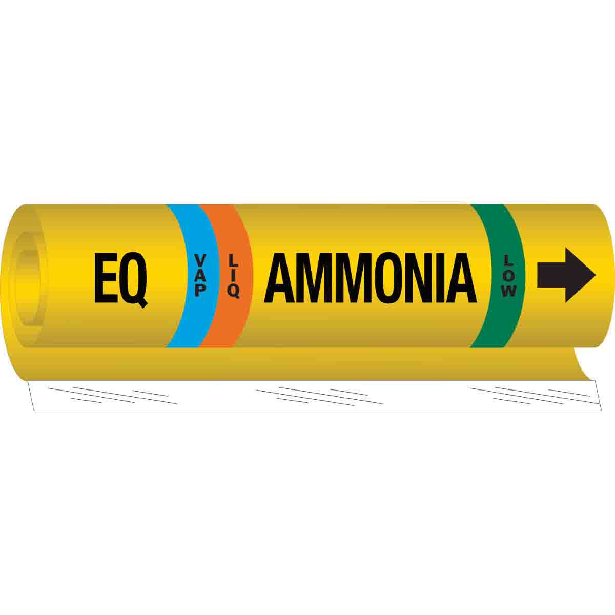 EQ VAP LIQ AMMONIA LOW Pipe Marker  26  H x 12  W  Fits Pipes 2 5  Dia  Thru 7 875  Dia  58017