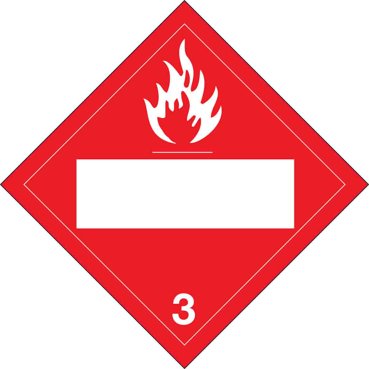 Flammable 3 Sign  10 75  H x 10 75  W x 0 004  D  Vinyl  Red on White 60378