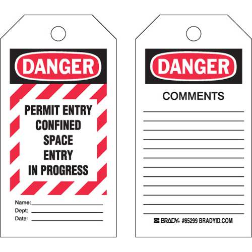 Confined Space Tags 65299