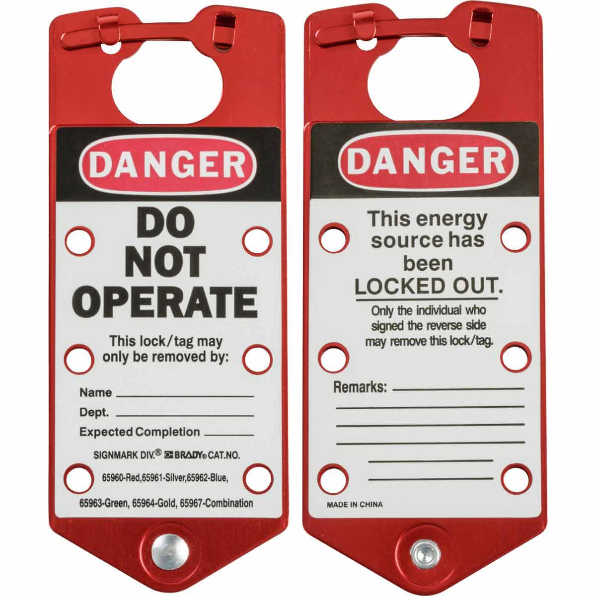 Red Labeled Group Lockout Hasps  5 Pack 22075 R