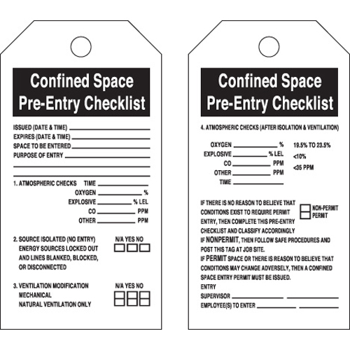 Confined Space Tags 65457