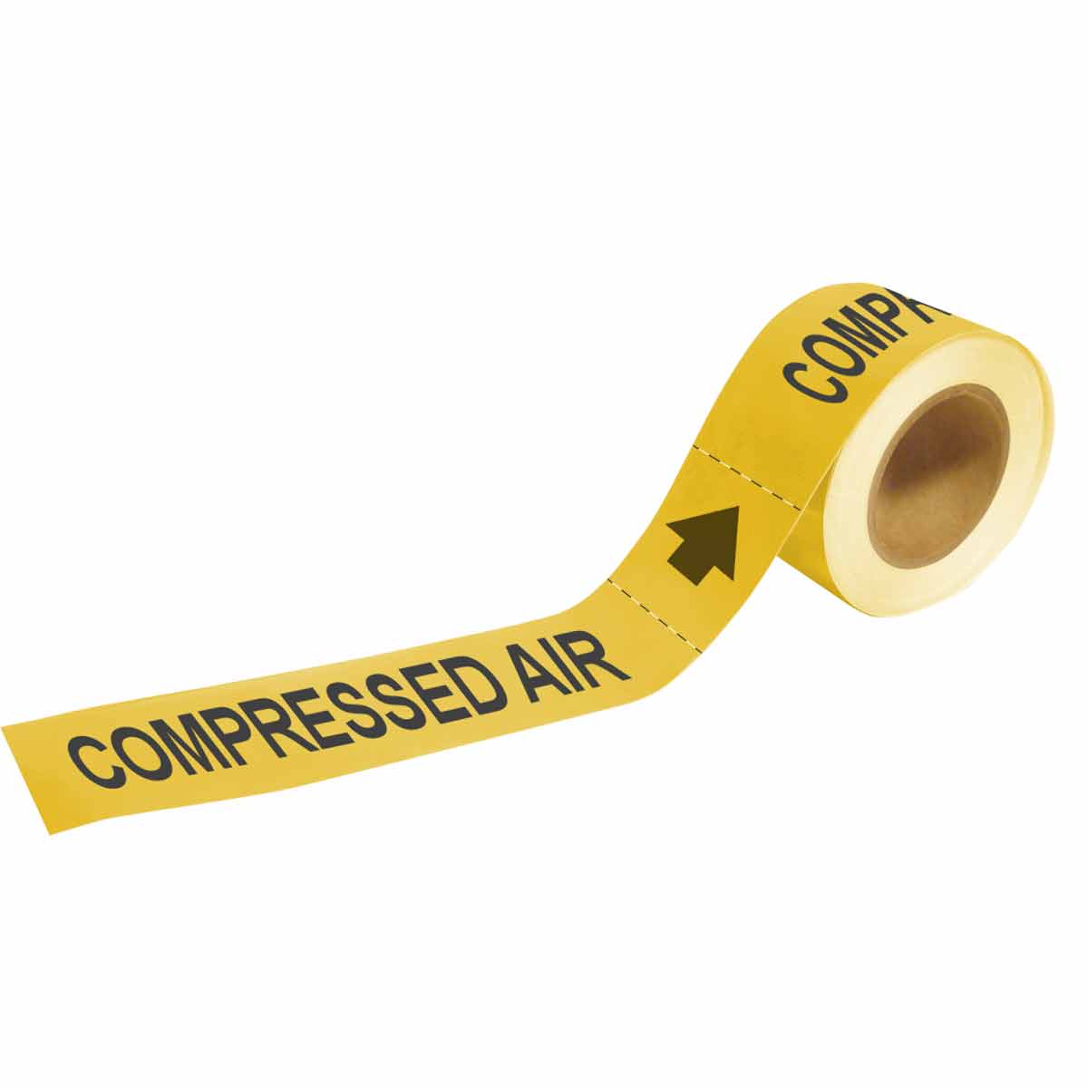 Self Adhesive Pipe Marker  COMPRESSED AIR  2  H x 12  W  Roll of 25 Each  Fits Pipes 2 5  Dia  Thru 6  Dia  73877