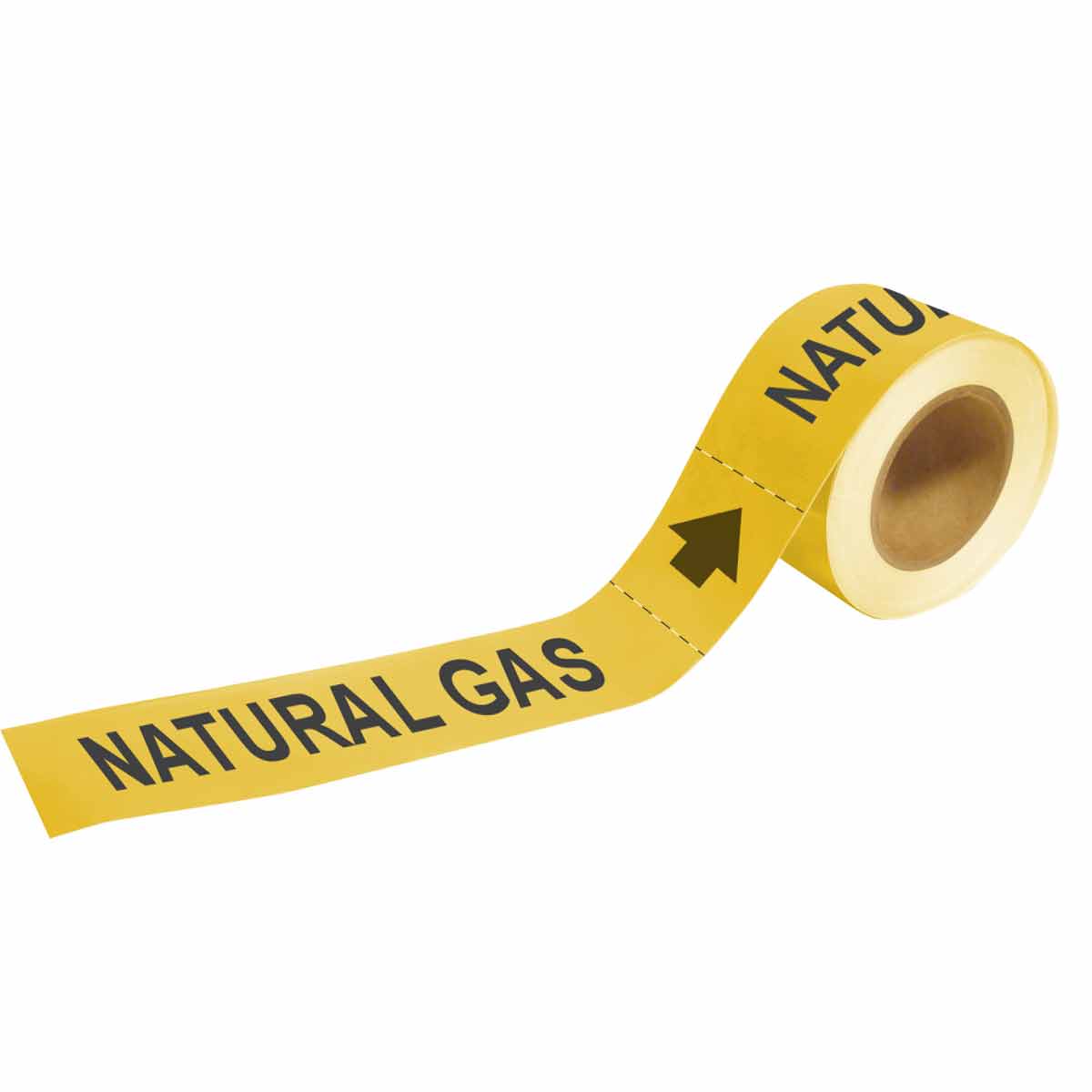 NATURAL GAS Pipe Marker  2  H x 12  W  Roll of 25 Each  Fits Pipes 2 5  Dia  Thru 6  Dia  73910