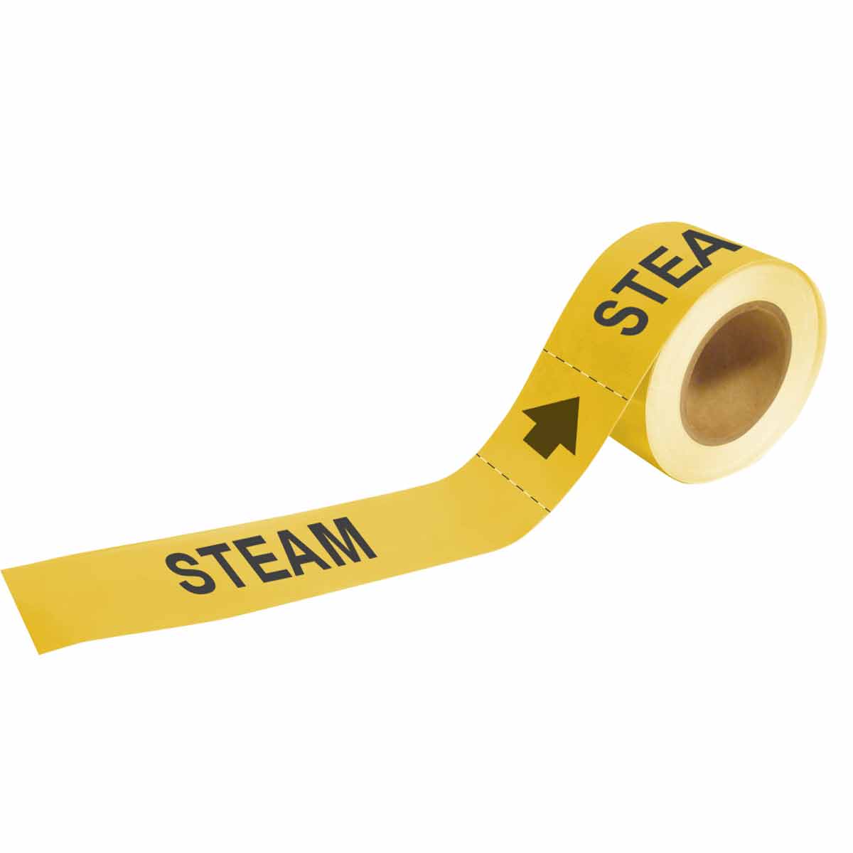 Self Adhesive Pipe Marker  STEAM  2  H x 12  W  Roll of 25 Each  Fits Pipes 2 5  Dia  Thru 6  Dia  73929