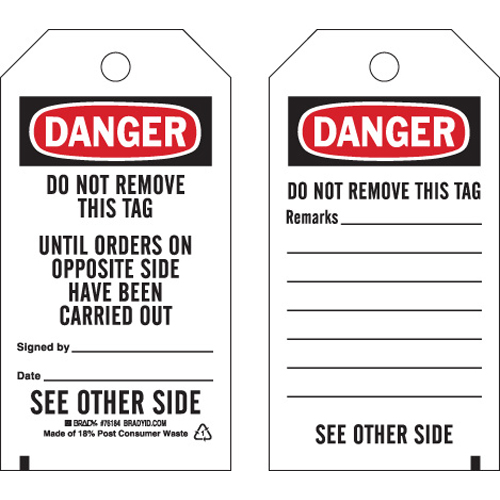 Tags DANGER DO NOT REMOVE THIS TAG UNTIL ORDERS Polyester 5 75x3 25PK 76184