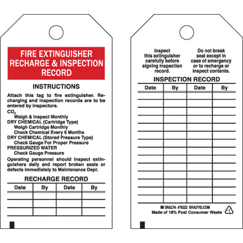 Fire Extinguisher Tags 76222