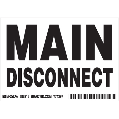 Main disconnect Labels 86216